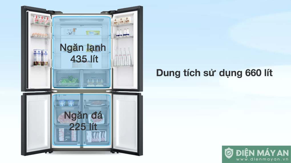 Tủ lạnh Aqua Inverter 660 lít Multi Door AQR-M727XA(GS)U1