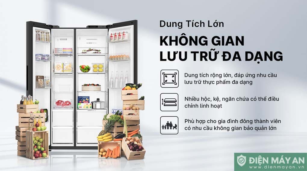 Tủ lạnh Aqua Inverter 569 lít Side By Side AQR-S633XA(SL)