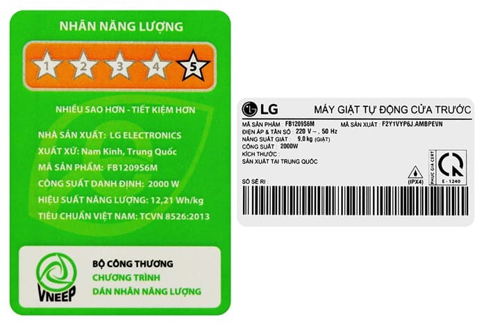 Máy giặt LG Inverter 9 kg FB1209S6M