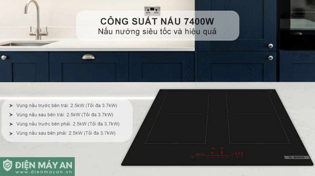 Bếp từ 4 vùng nấu âm Bosch Serie 6 PVQ61RHB1E