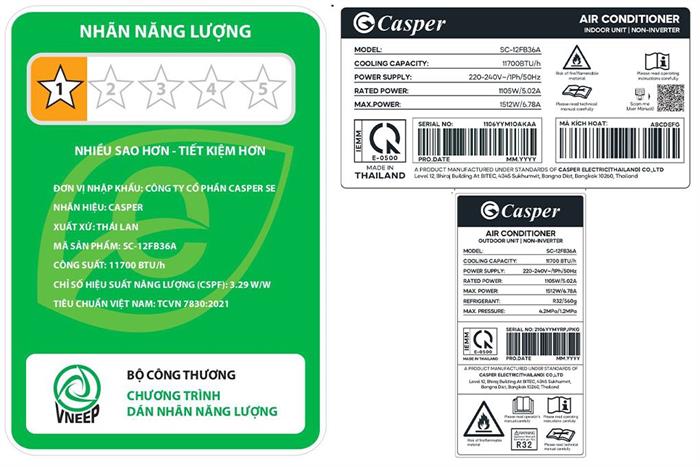 Điều Hòa Casper 12000 BTU 1 Chiều SC-12FB36A