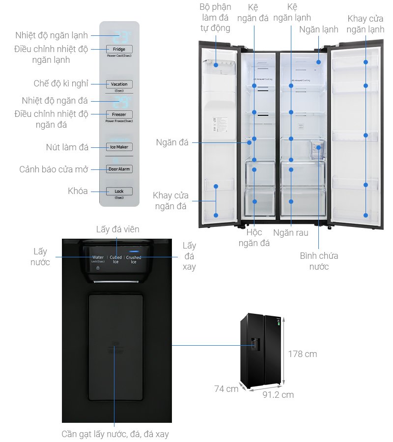 Tủ Lạnh Side By Side Samsung Inverter 635 Lít RS64R53012C/SV