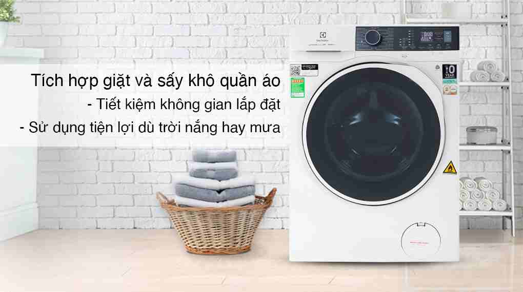 Máy Giặt Sấy Electrolux Inverter 10 Kg Sấy 7 Kg EWW1024P5WB