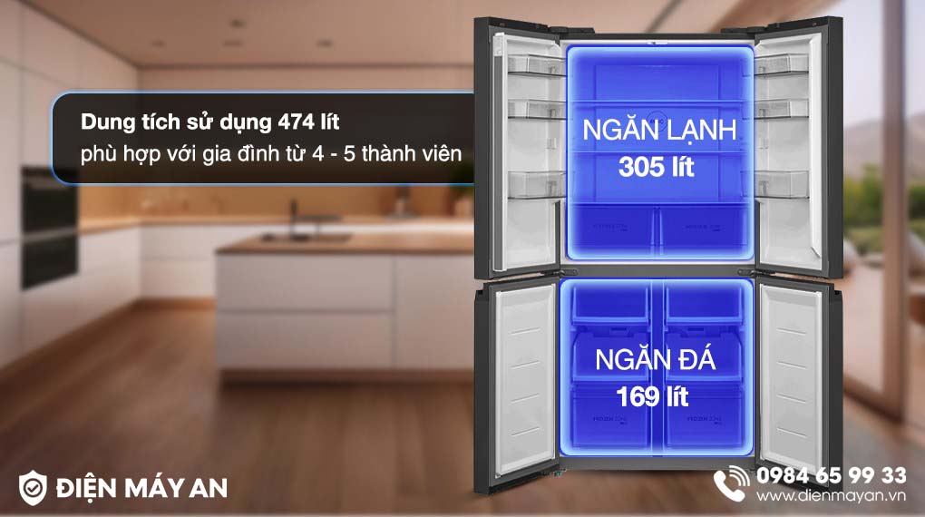 Tủ lạnh Toshiba Inverter 474 lít Multi Door GR-RF611WI-PGV(22)-XK