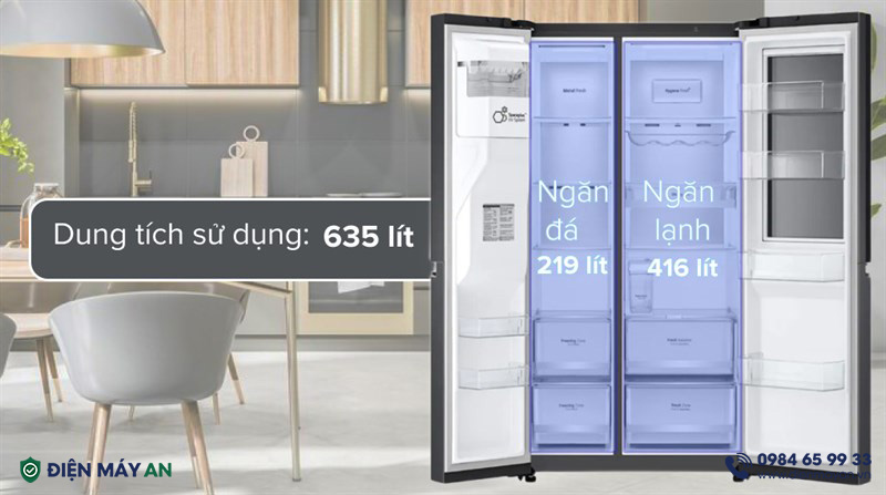 Tủ Lạnh LG Inverter 635 Lít Side By Side InstaView GR-G257BL