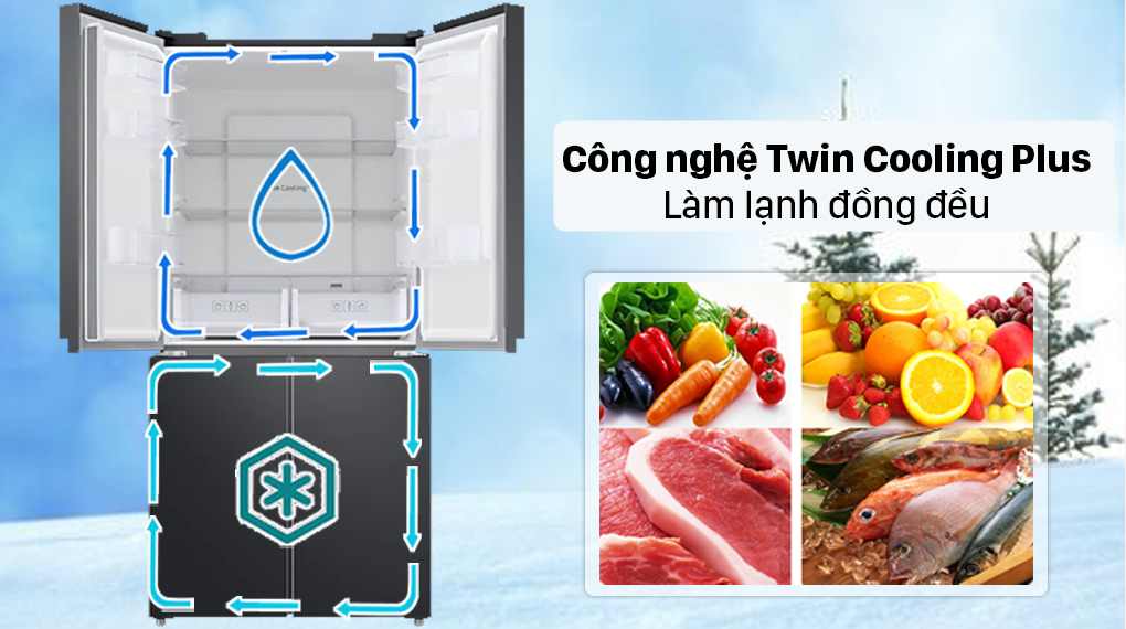 Tủ Lạnh Multi Door Samsung Inverter 488 Lít RF48A4000B4/SV