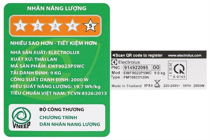 Máy Giặt Electrolux UltimateCare 500 Inverter 9 Kg EWF9023P5WC&nbsp;