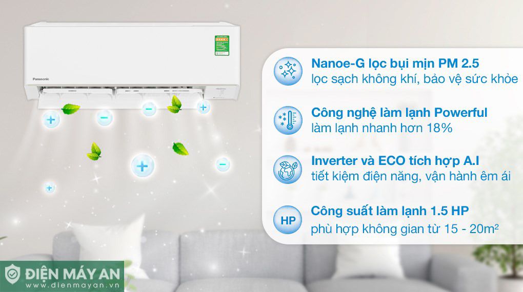 Điều Hoà Panasonic Inverter 12000 BTU 2 Chiều CU/CS-YZ12AKH-8