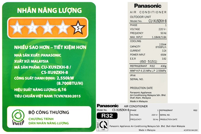 Điều Hoà Panasonic Inverter 9000 BTU 1 Chiều CU/CS-XU9ZKH-8