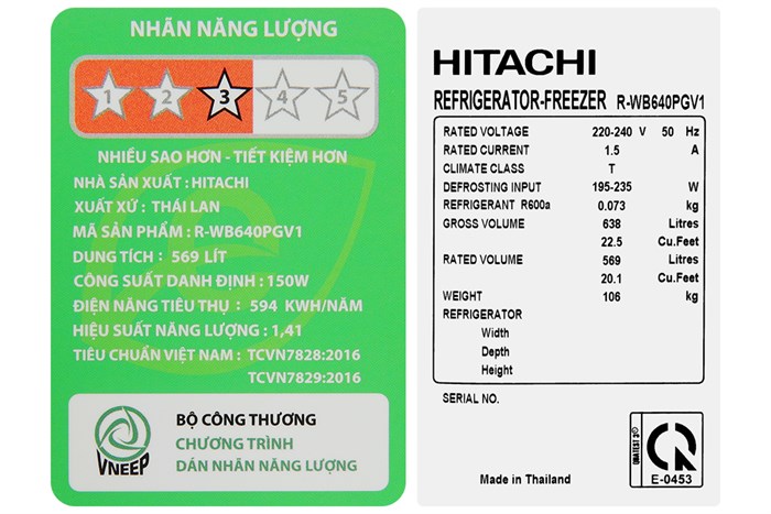 Tủ Lạnh Hitachi Inverter 569 Lít R-WB640PGV1 GCK&nbsp;